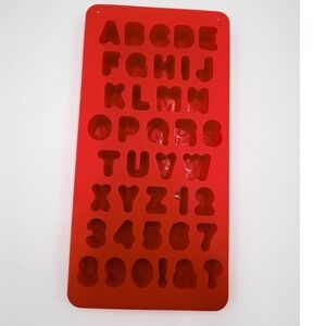 Red Silicone Alphabet Number Mold Tray for Baking Chocolate Candy Resin Crafting
